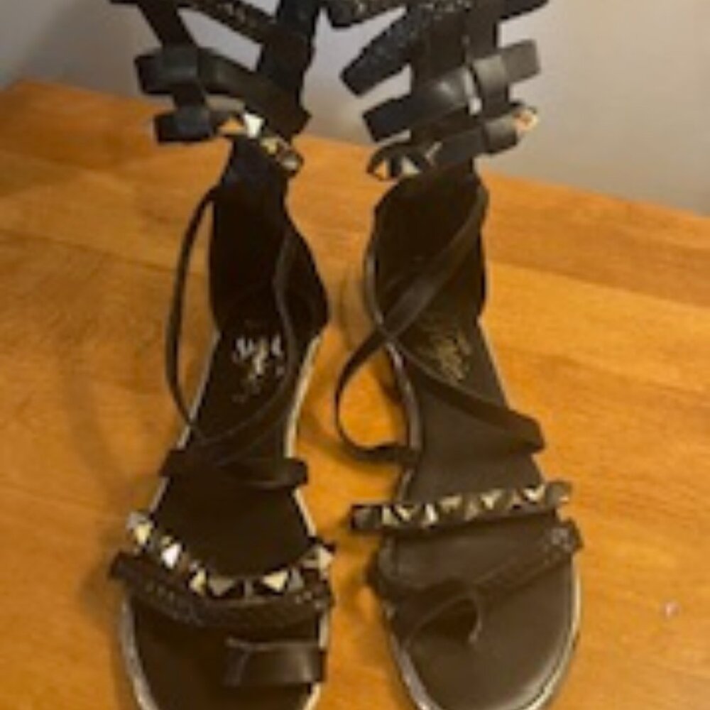 Black Studded Gladiator Sandals